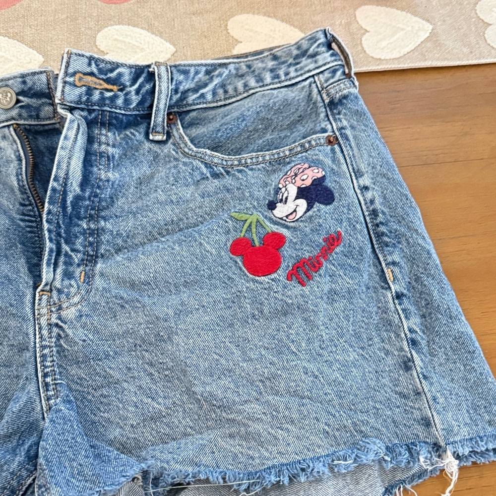 Disney Blue Denim Minnie Embroidered Jean Shorts